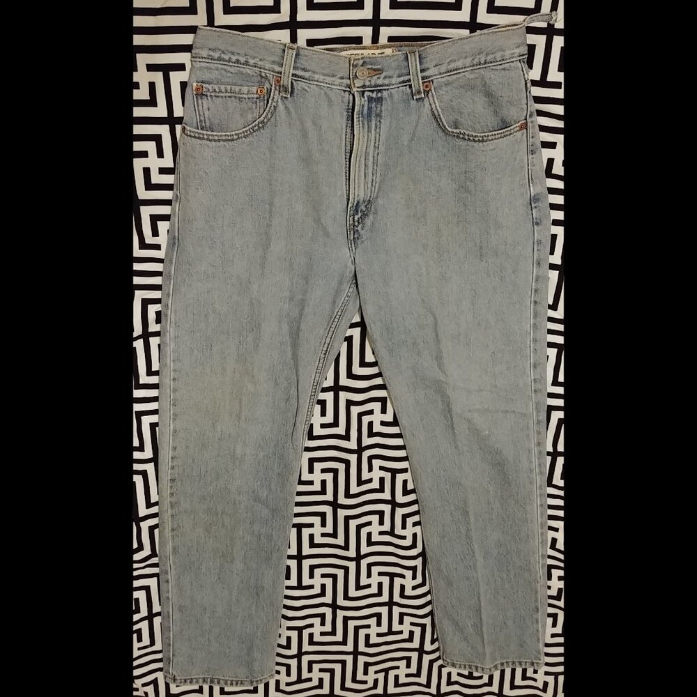 Levis 505 Vintage Distressed Mens Blue Jeans 34x32 Regular Fit Pre-owned.